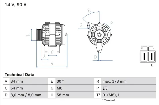 Generator 14 V BOSCH 0 986 049 191 Bild Generator 14 V BOSCH 0 986 049 191