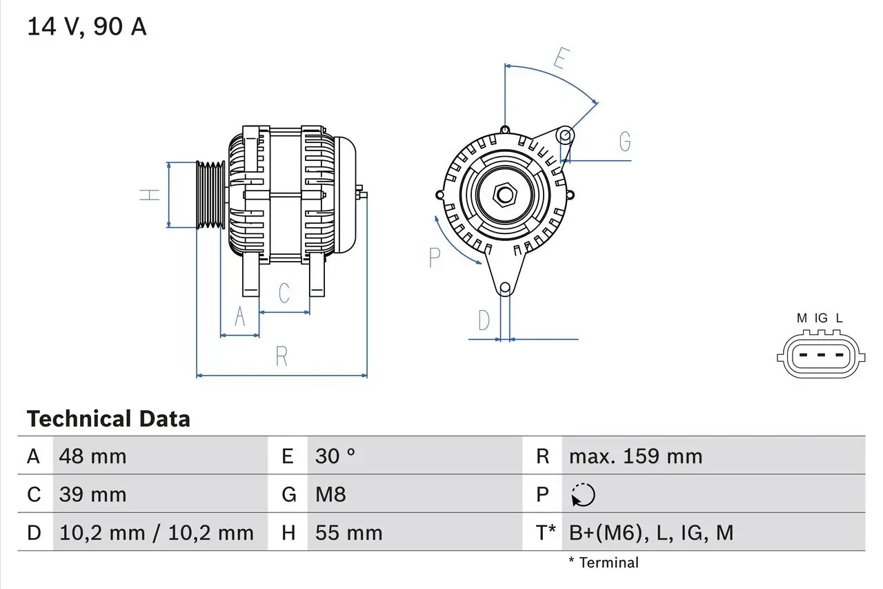 Generator 14 V BOSCH 0 986 049 211