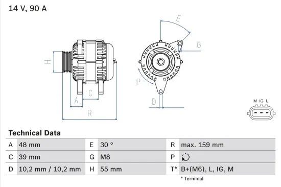 Generator 14 V BOSCH 0 986 049 211 Bild Generator 14 V BOSCH 0 986 049 211