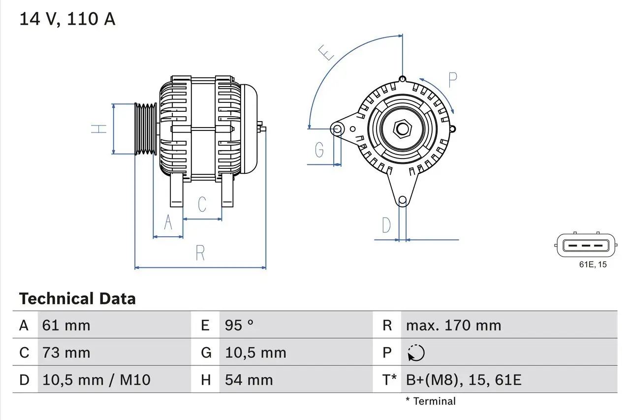 Generator 14 V BOSCH 0 986 049 430
