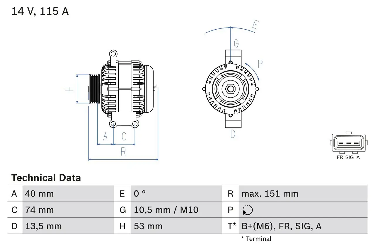 Generator 14 V BOSCH 0 986 049 460