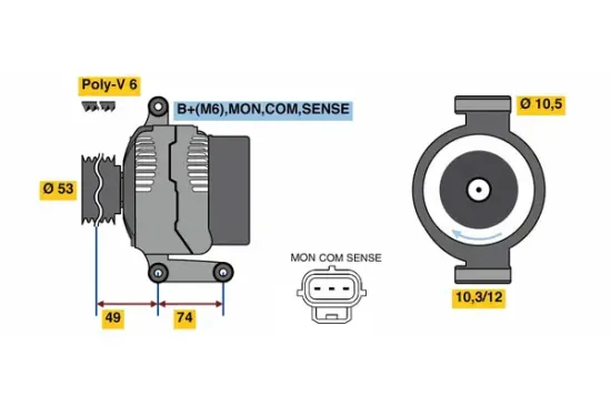 Generator 14 V BOSCH 0 986 049 460 Bild Generator 14 V BOSCH 0 986 049 460