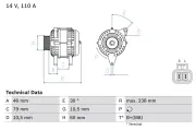 Generator 14 V BOSCH 0 986 049 500