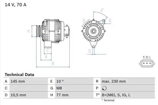 Generator 14 V BOSCH 0 986 049 510 Bild Generator 14 V BOSCH 0 986 049 510