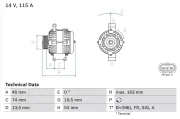 Generator 14 V BOSCH 0 986 049 520