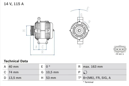 Generator 14 V BOSCH 0 986 049 520 Bild Generator 14 V BOSCH 0 986 049 520