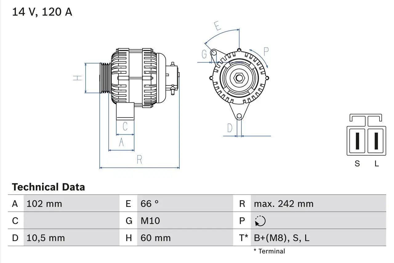 Generator 14 V BOSCH 0 986 049 550