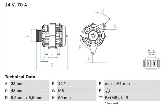 Generator 14 V BOSCH 0 986 049 570 Bild Generator 14 V BOSCH 0 986 049 570