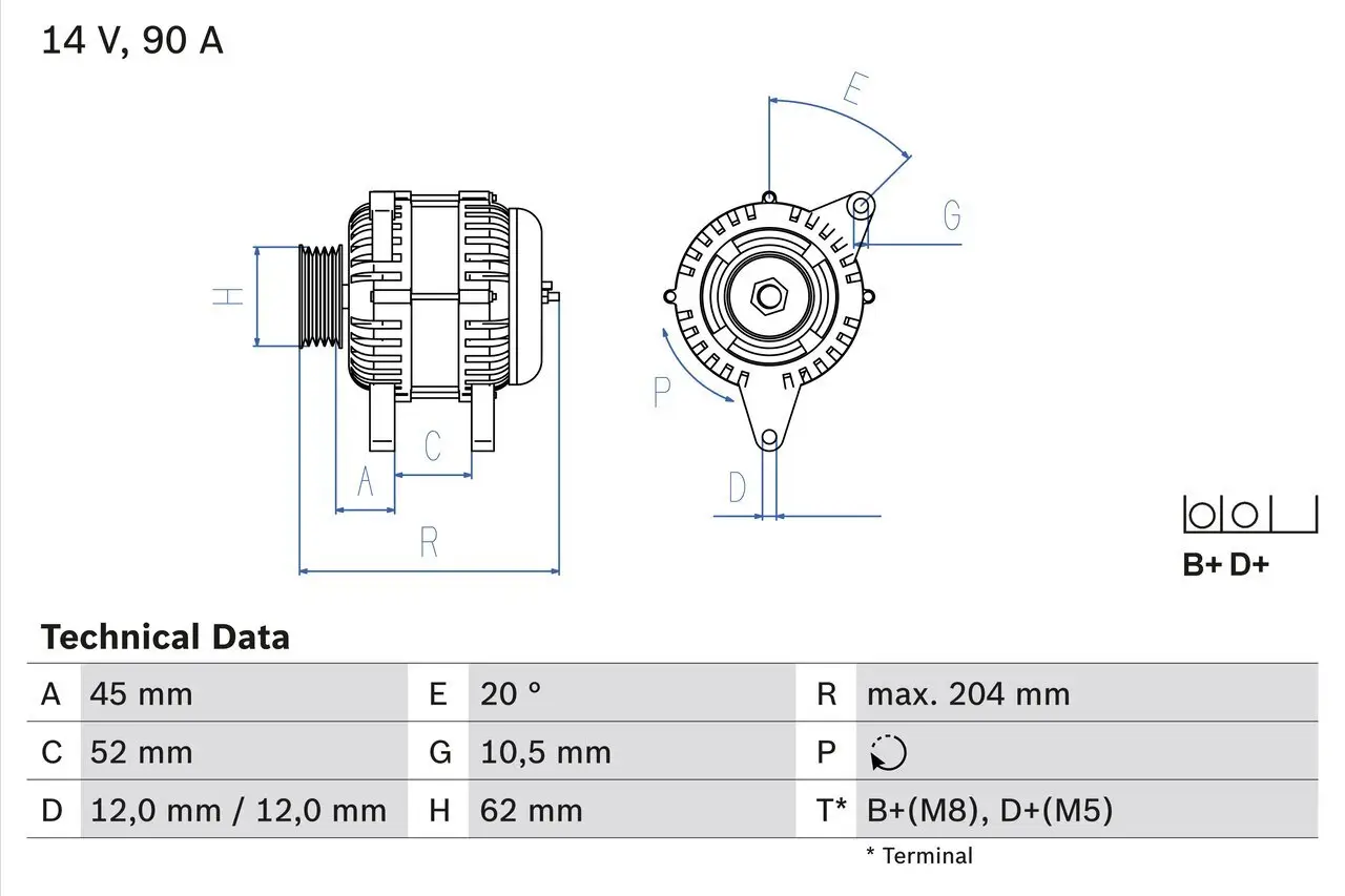 Generator 14 V BOSCH 0 986 049 610 Bild Generator 14 V BOSCH 0 986 049 610