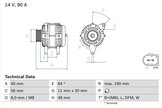 Generator 14 V BOSCH 0 986 049 640 Bild Generator 14 V BOSCH 0 986 049 640