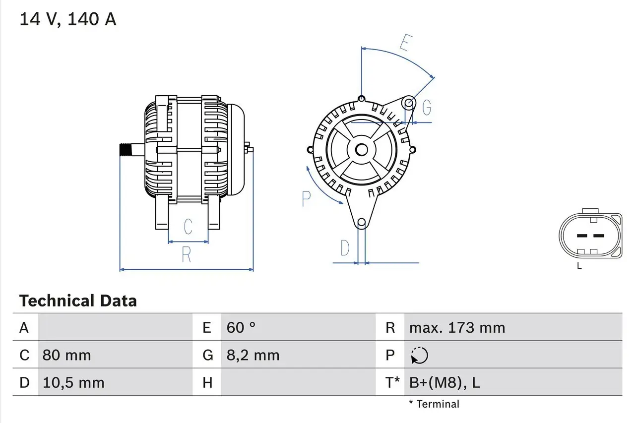 Generator 14 V BOSCH 0 986 049 950