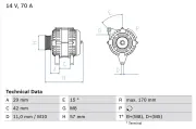 Generator 14 V BOSCH 0 986 049 960