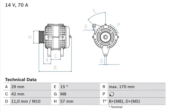 Generator 14 V BOSCH 0 986 049 960 Bild Generator 14 V BOSCH 0 986 049 960