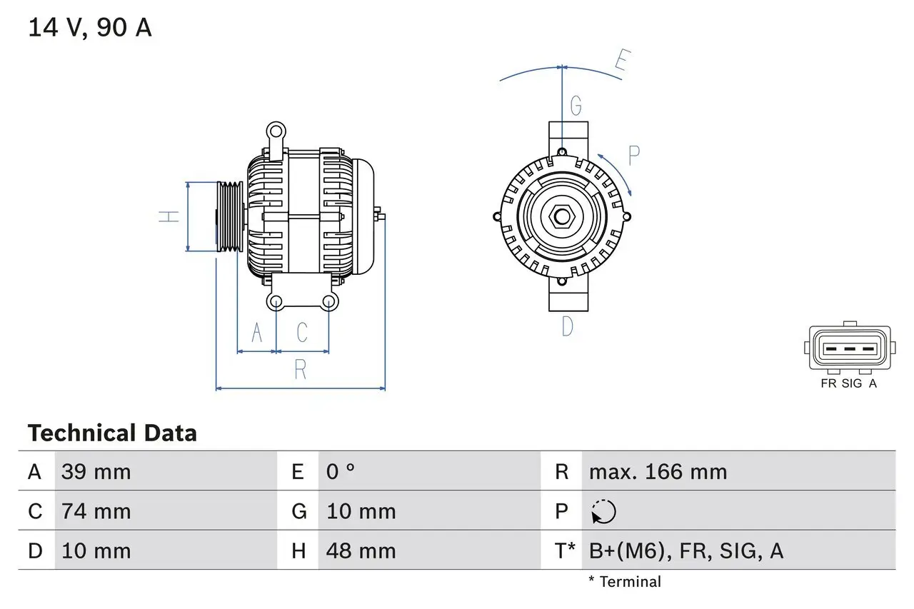 Generator 14 V BOSCH 0 986 049 980 Bild Generator 14 V BOSCH 0 986 049 980