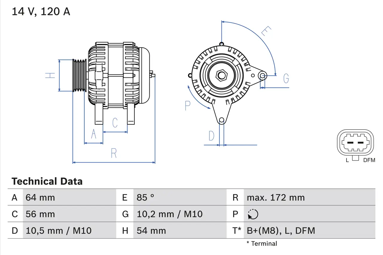 Generator 14 V BOSCH 0 986 049 990