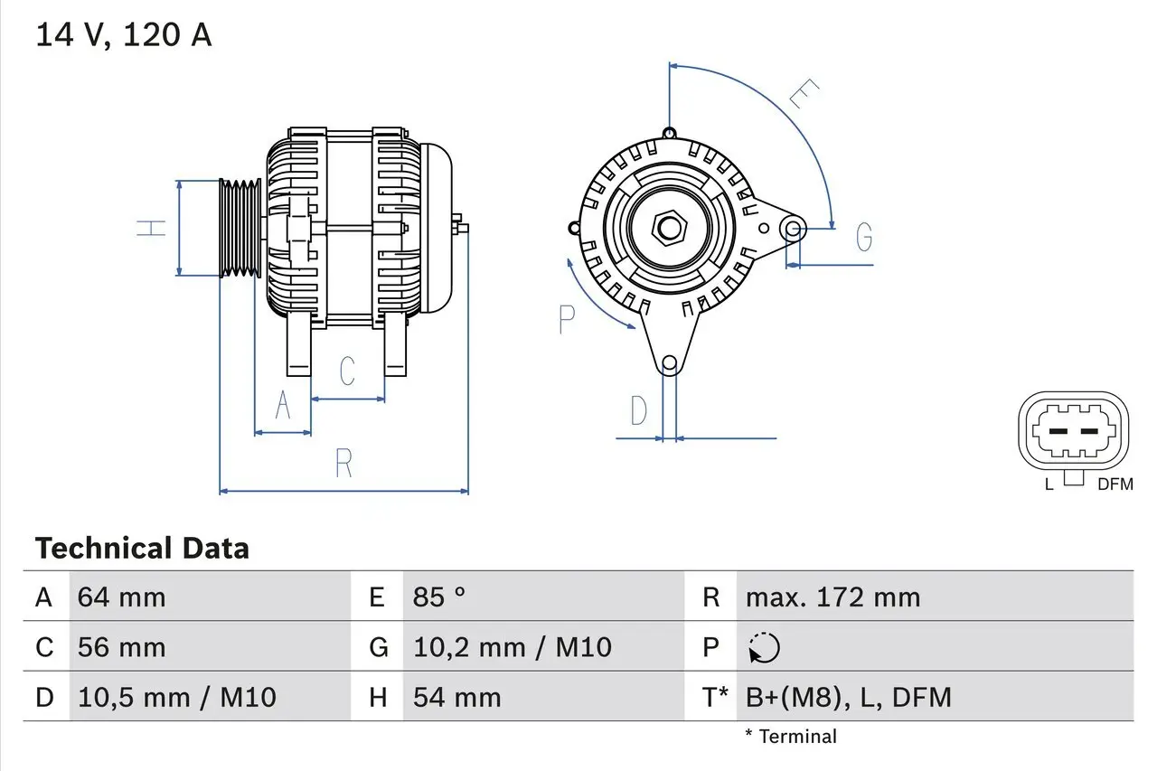 Generator 14 V BOSCH 0 986 049 990