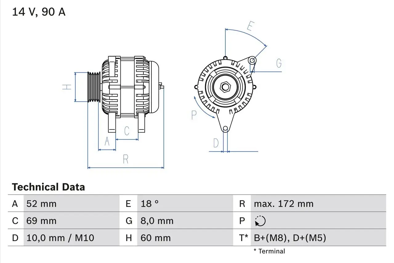 Generator 14 V BOSCH 0 986 080 030