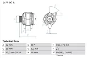 Generator 14 V BOSCH 0 986 080 030