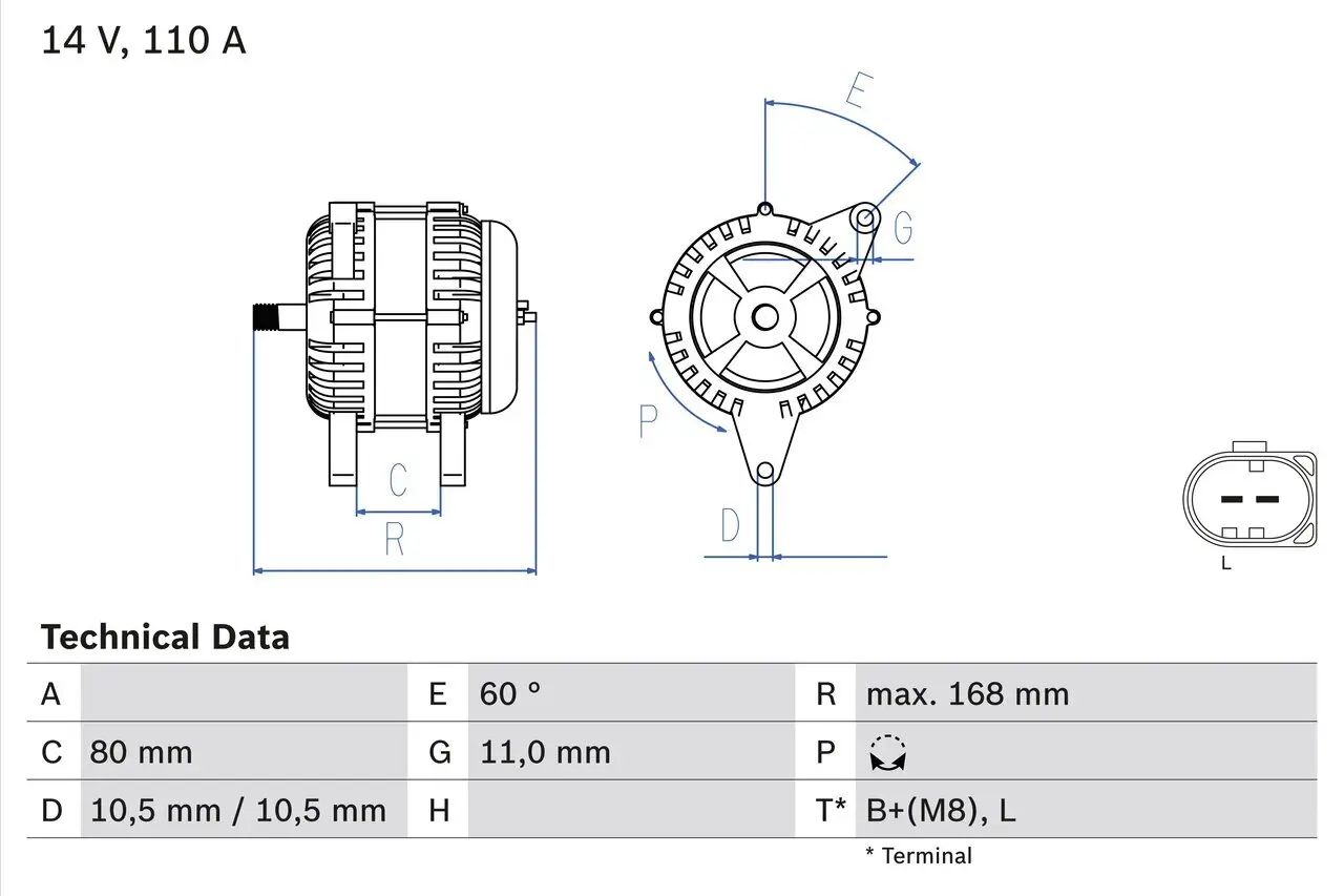 Generator 14 V BOSCH 0 986 080 060