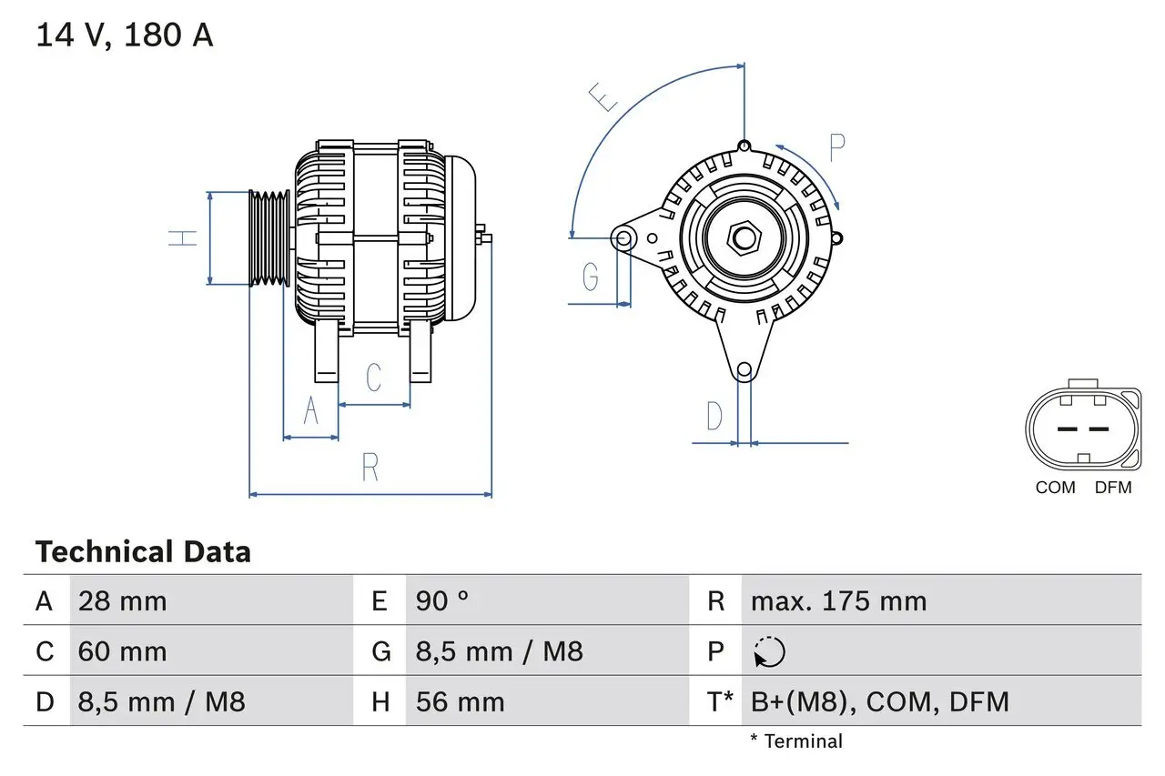 Generator 14 V BOSCH 0 986 080 090