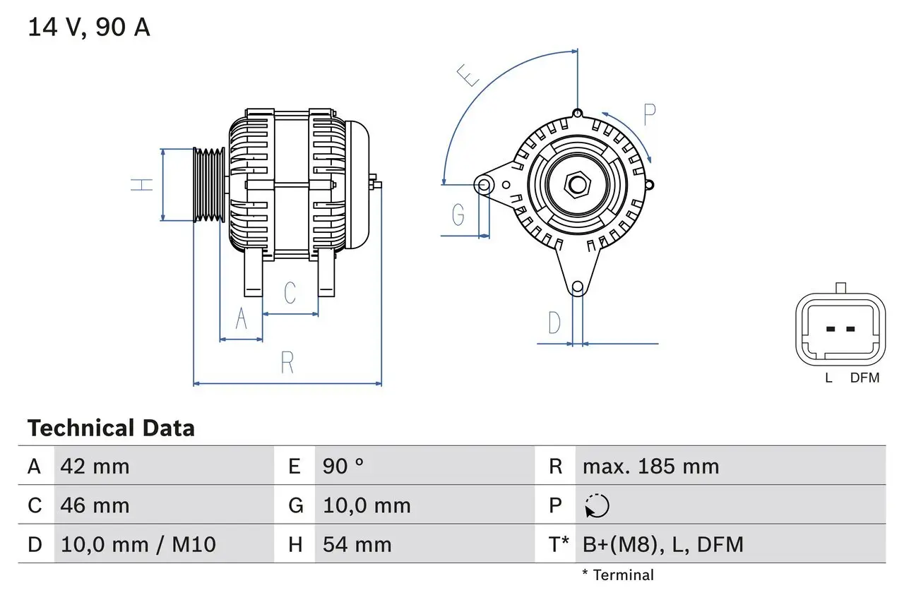 Generator 14 V BOSCH 0 986 080 190