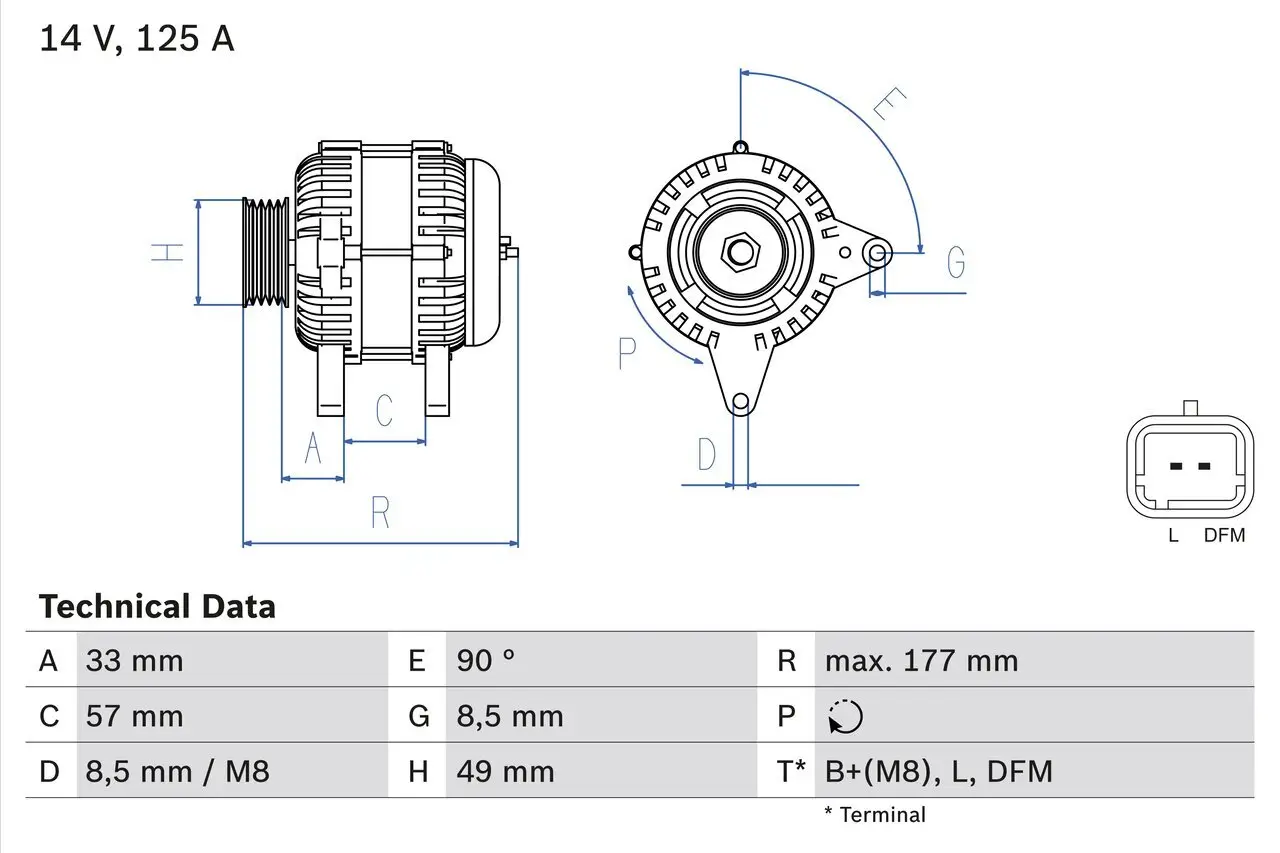 Generator 14 V BOSCH 0 986 080 270