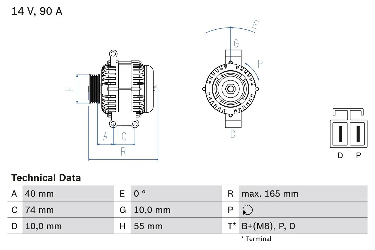 Generator 14 V BOSCH 0 986 080 320