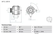 Generator 14 V BOSCH 0 986 080 330