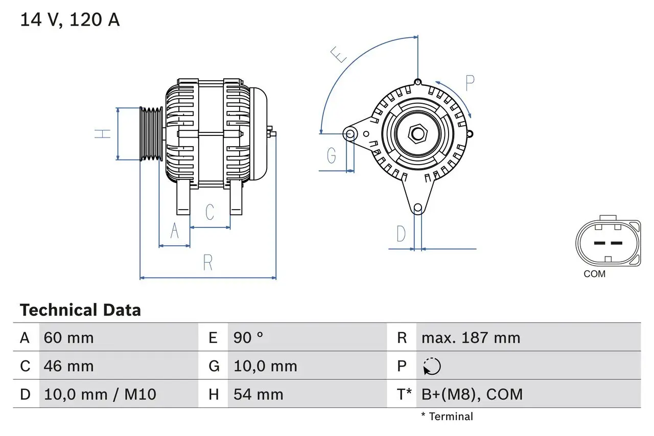 Generator 14 V BOSCH 0 986 080 350