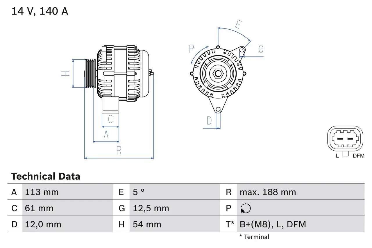 Generator 14 V BOSCH 0 986 080 380