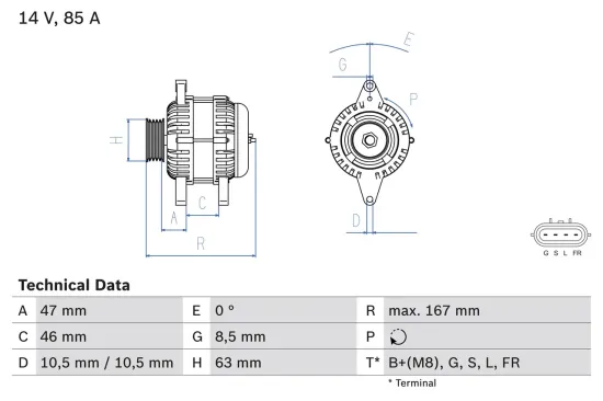 Generator 14 V BOSCH 0 986 080 480 Bild Generator 14 V BOSCH 0 986 080 480