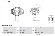 Generator 14 V BOSCH 0 986 080 640