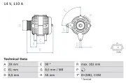 Generator 14 V BOSCH 0 986 080 800