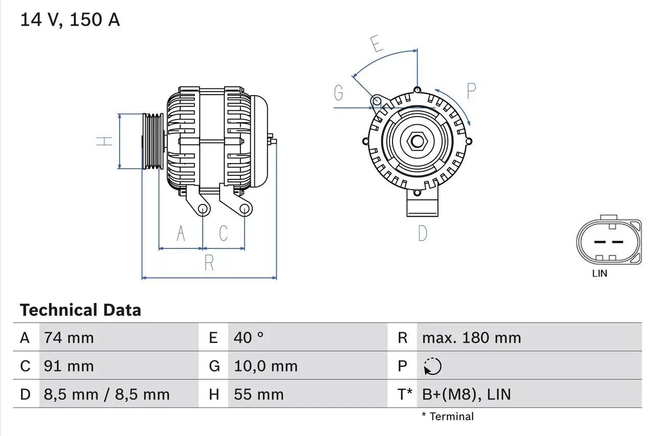 Generator 14 V BOSCH 0 986 080 810