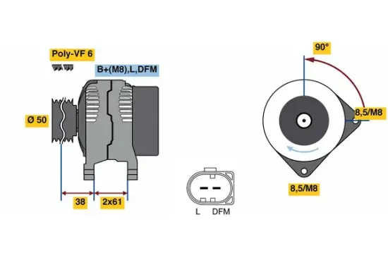 Generator 14 V BOSCH 0 986 080 970 Bild Generator 14 V BOSCH 0 986 080 970