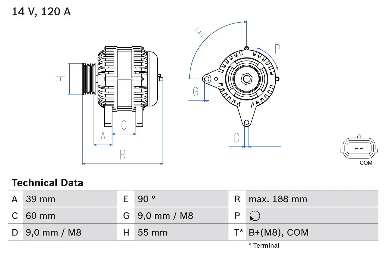 Generator 14 V BOSCH 0 986 080 990