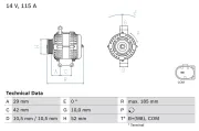 Generator 14 V BOSCH 0 986 081 040