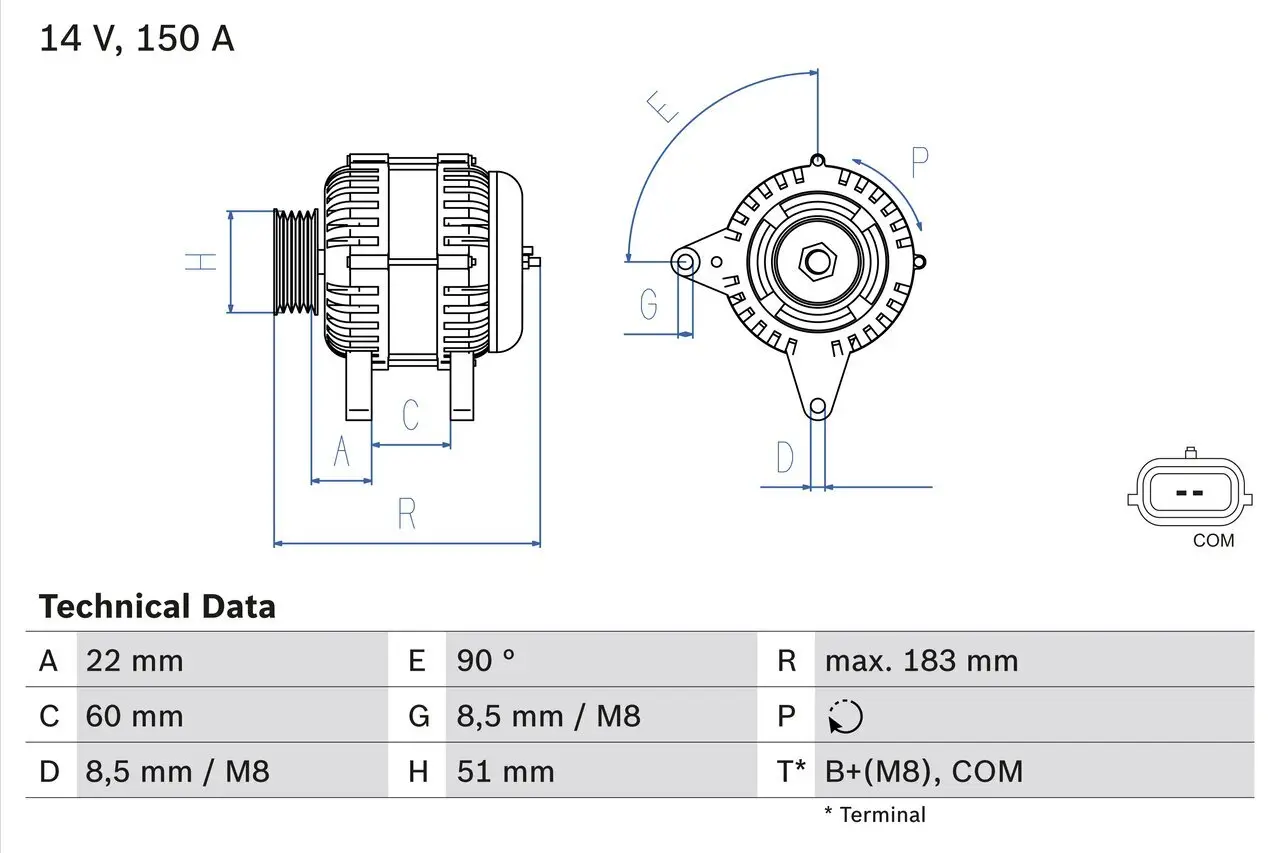 Generator 14 V BOSCH 0 986 081 100