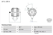 Generator 14 V BOSCH 0 986 081 140