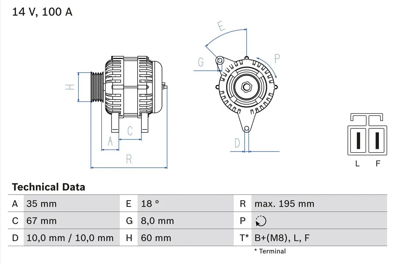 Generator 14 V BOSCH 0 986 081 150