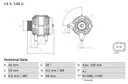 Generator 14 V BOSCH 0 986 081 160