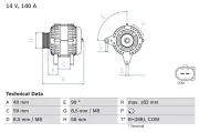 Generator 14 V BOSCH 0 986 081 180