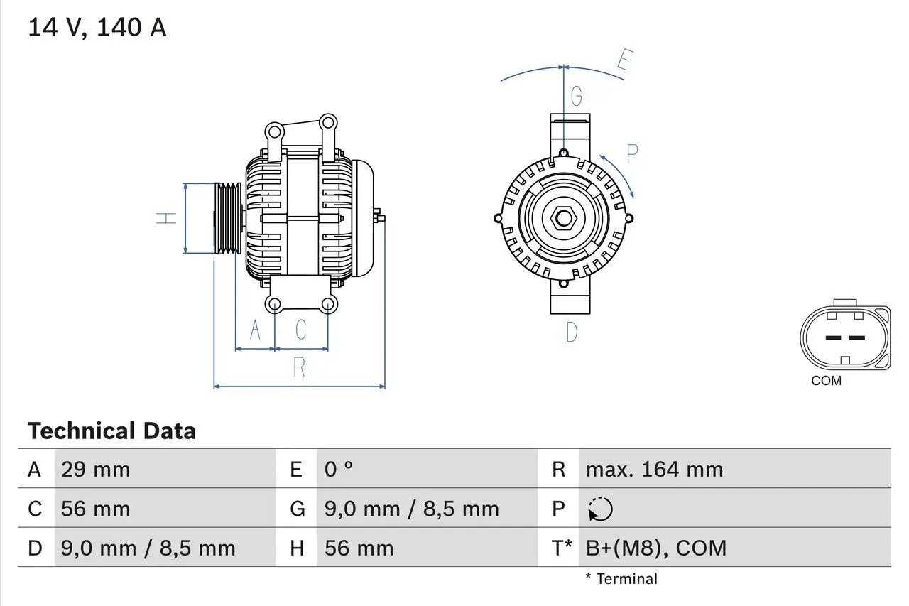 Generator 14 V BOSCH 0 986 081 370