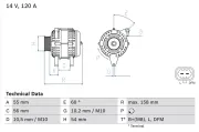 Generator 14 V BOSCH 0 986 081 380