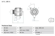 Generator 14 V BOSCH 0 986 081 390