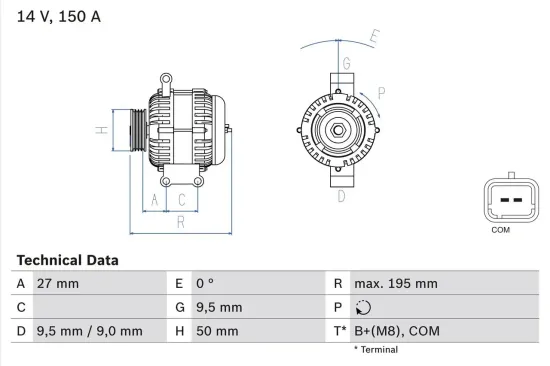 Generator 14 V BOSCH 0 986 081 820 Bild Generator 14 V BOSCH 0 986 081 820