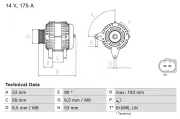 Generator 14 V BOSCH 0 986 081 850