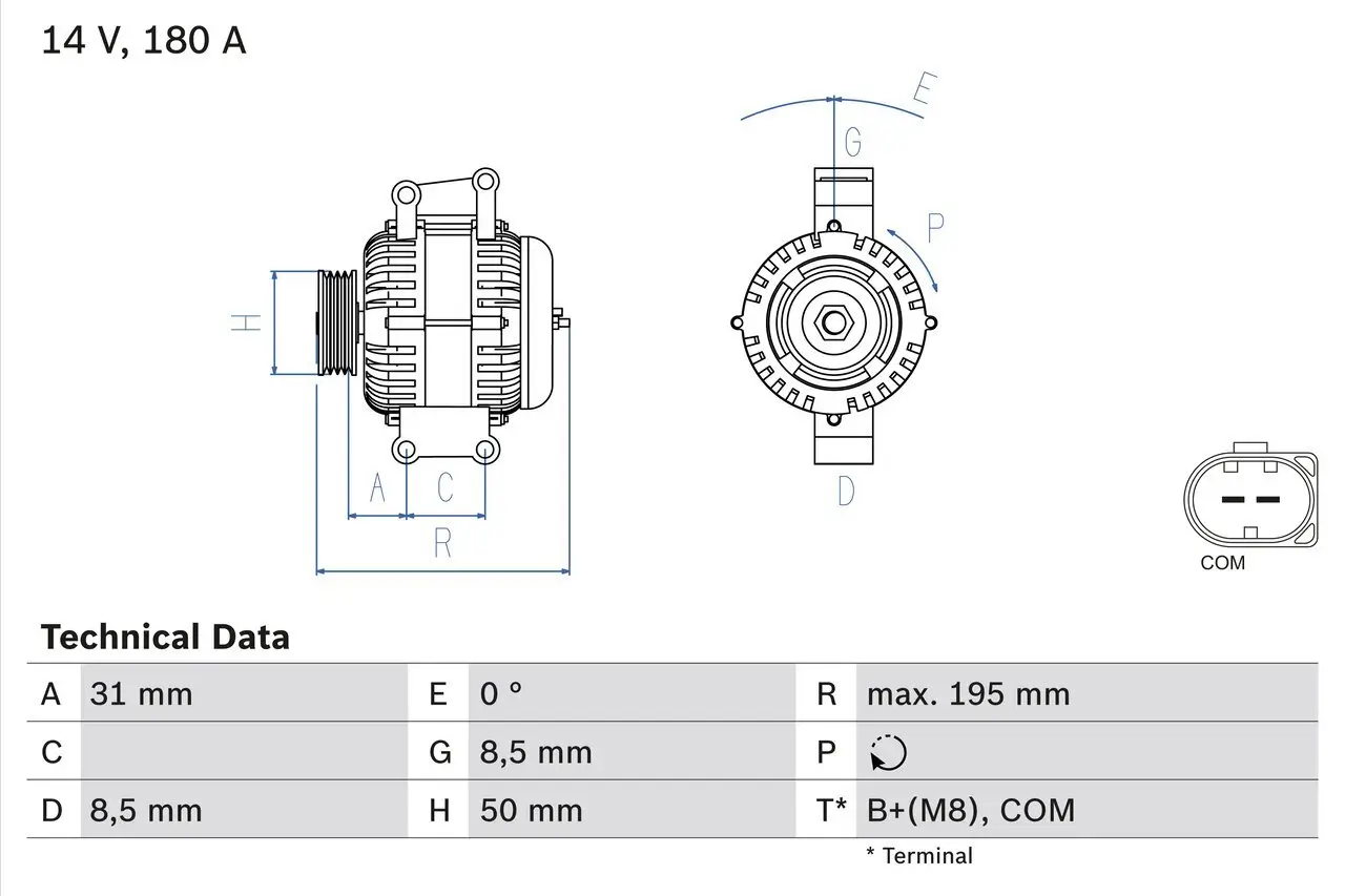 Generator 14 V BOSCH 0 986 081 910