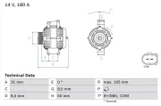 Generator 14 V BOSCH 0 986 081 910