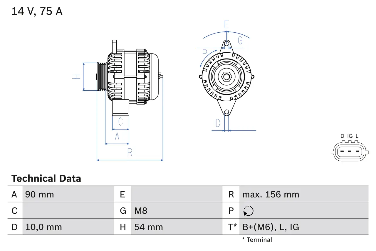 Generator 14 V BOSCH 0 986 081 950